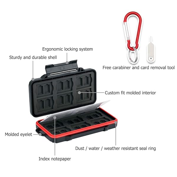 PROfezzion PROfezzion 48 Slots Weatherproof Memory Card Case - Anti-Shock Storage for SD, Micro SD, CF & More - View 4 of 8