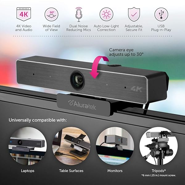 Aluratek Aluratek HD 1080P Webcam for PC & Mac - Perfect for Video Calls & Conferences - View 4 of 10