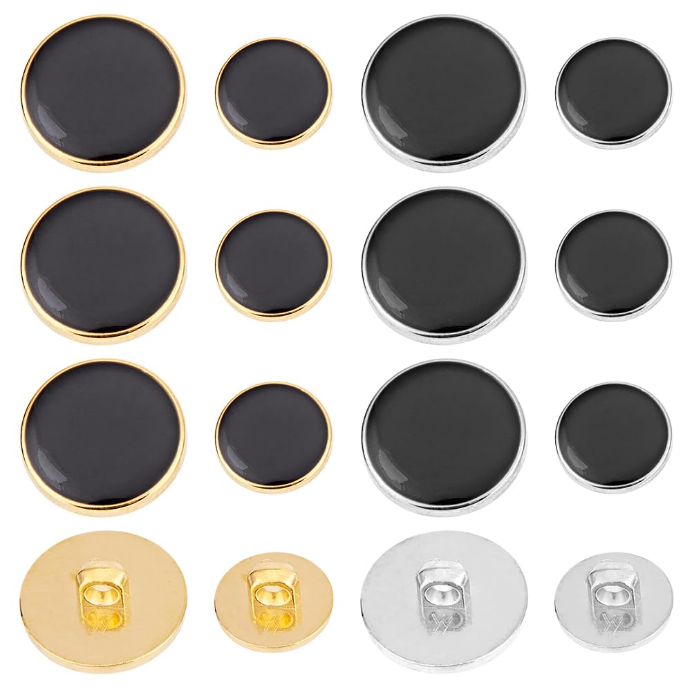 OLYCRAFT 80pcs Vintage Black Blazer Buttons Set - 15mm & 21.5mm Flat Shank for Suits, Coats & Jackets