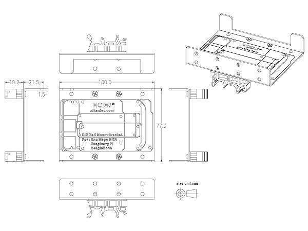 HCDC Buy DIN Rail Mount Bracket for Raspberry Pi & Arduino - Compatible with A+, B+, 2B, 3B, 4B, Zero, Uno, Mega, BeagleBone - View 7 of 9