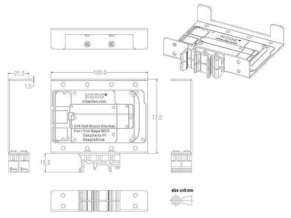 HCDC Buy DIN Rail Mount Bracket for Raspberry Pi & Arduino - Compatible with A+, B+, 2B, 3B, 4B, Zero, Uno, Mega, BeagleBone - View 8 of 9