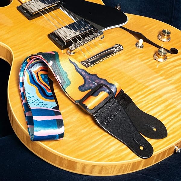 KLIQ Music Gear Shop KLIQ Vintage Woven Guitar Strap - Free Strap Locks, Picks & Lace | Artist Series 'Anemone' for Acoustic & Electric Guitars - View 4 of 11