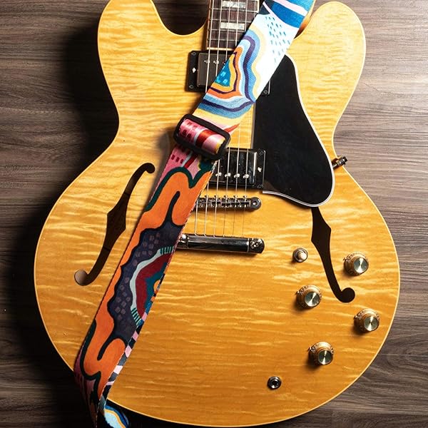 KLIQ Music Gear Shop KLIQ Vintage Woven Guitar Strap - Free Strap Locks, Picks & Lace | Artist Series 'Anemone' for Acoustic & Electric Guitars - View 8 of 11