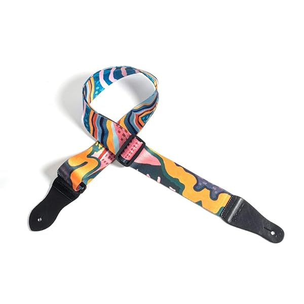 KLIQ Music Gear Shop KLIQ Vintage Woven Guitar Strap - Free Strap Locks, Picks & Lace | Artist Series 'Anemone' for Acoustic & Electric Guitars - View 9 of 11