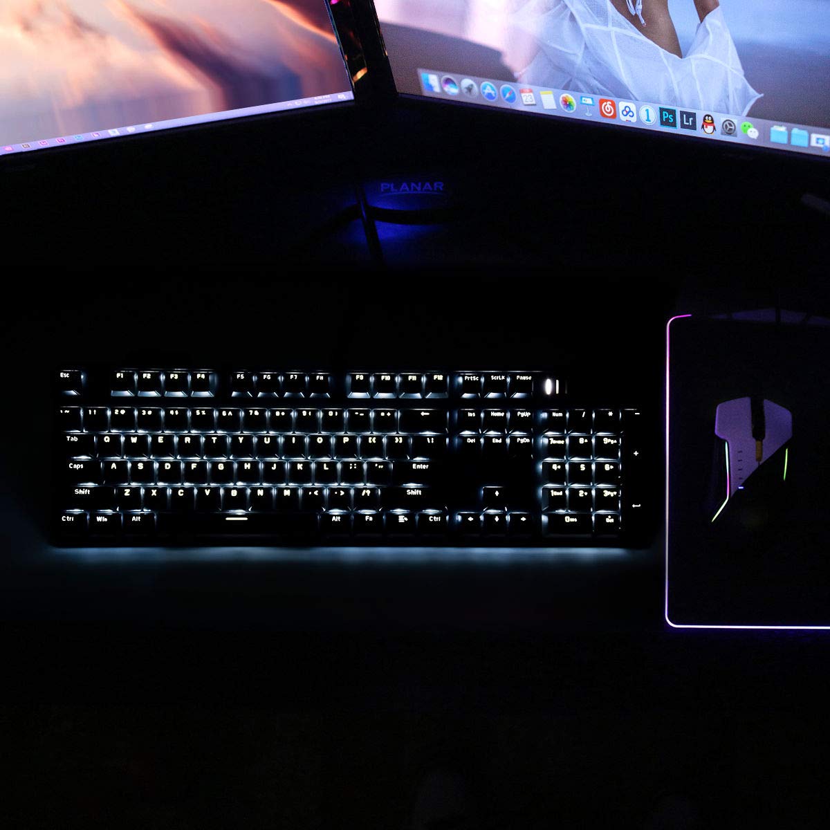 Merdia Mechanical Gaming Keyboard Blue Switch 104 Keys Wired Hot Swappable Silent Black Grey Combo for PC Gaming - View 7 of 7