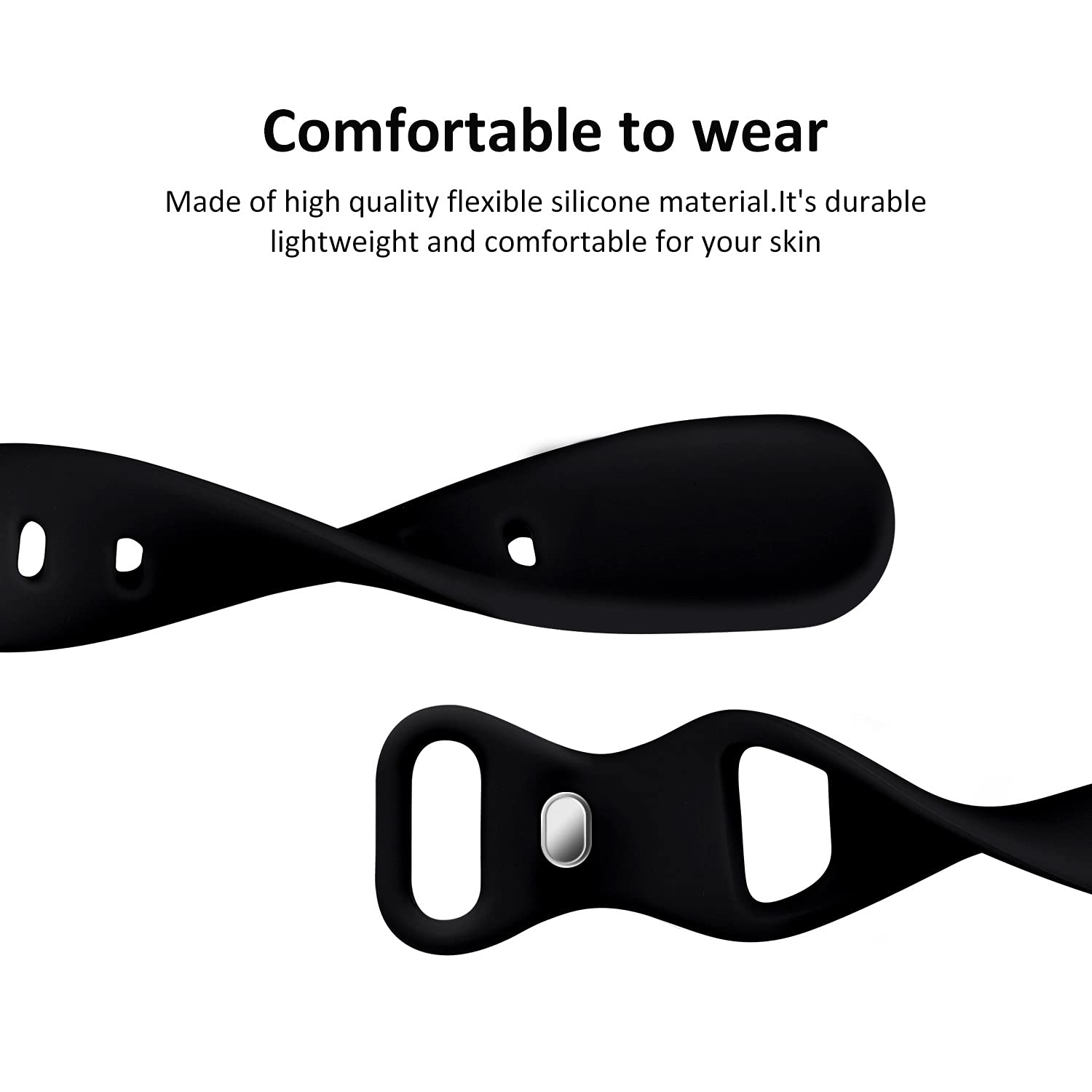 Acrbiutu Acrbiutu Thin Slim Band for Apple Watch 38mm to 49mm Replacement Silicone Sport Strap for iWatch Series 1 to 10 in Black - View 4 of 7