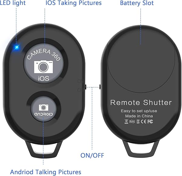 eCostConnection Wireless Remote Shutter for Cellphones and Tablets 4 Pack Bluetooth Camera Remote Button for iPhone Photos and Videos - View 4 of 9