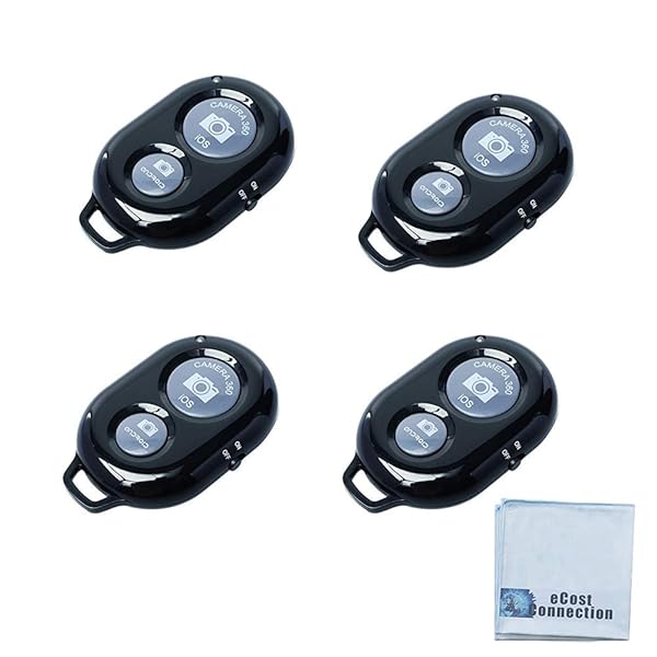 eCostConnection Wireless Remote Shutter for Cellphones and Tablets 4 Pack Bluetooth Camera Remote Button for iPhone Photos and Videos