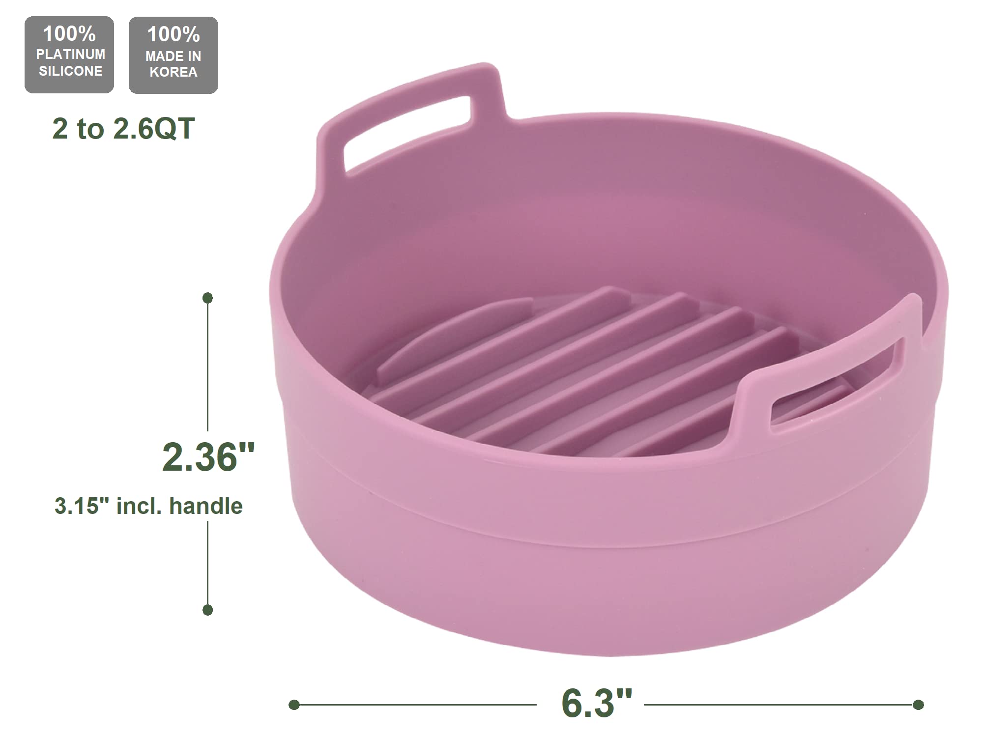 jNE Premium Air Fryer Silicone Pot Bowl Basket Food Safe Easy to Clean Replacement for Parchment Liners 6.3 Inches Pink - View 2 of 9