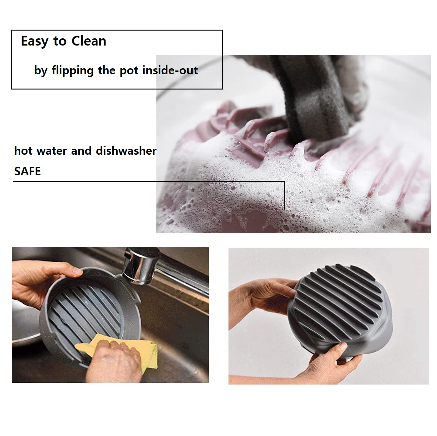 jNE Premium Air Fryer Silicone Pot Bowl Basket Food Safe Easy to Clean Replacement for Parchment Liners 6.3 Inches Pink - View 6 of 9