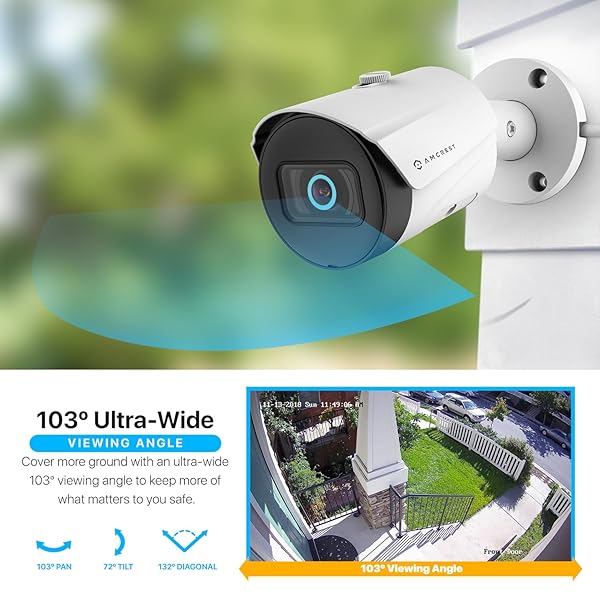 Amcrest Amcrest UltraHD 5MP Outdoor POE Camera 2592 x 1944p Bullet IP Security Camera, Outdoor IP67 Waterproof, 103° Viewing Angle, 2.8mm Lens, 98.4ft Night Vision, 5-Megapixel, IP5M-B1186EW-28MM (White) - View 5 of 11
