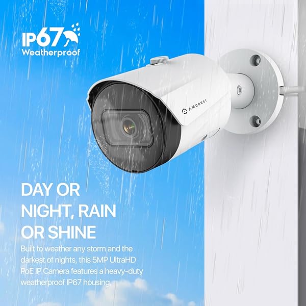 Amcrest Amcrest UltraHD 5MP Outdoor POE Camera 2592 x 1944p Bullet IP Security Camera, Outdoor IP67 Waterproof, 103° Viewing Angle, 2.8mm Lens, 98.4ft Night Vision, 5-Megapixel, IP5M-B1186EW-28MM (White) - View 7 of 11
