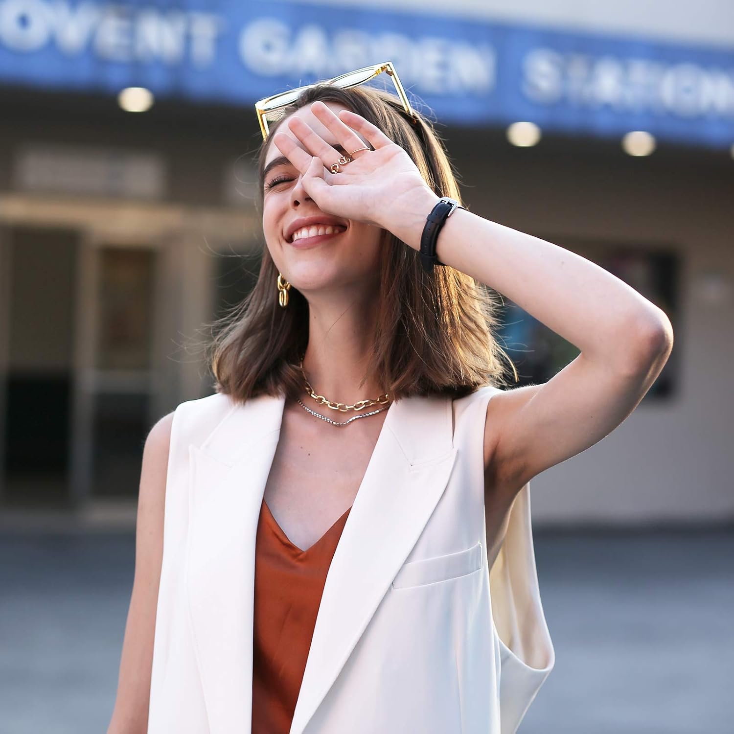 Moolia Moolia Slim Leather Replacement Strap for Fitbit Versa 4 Versa 3 Sense 2 Women Black Genuine Leather Wristband - View 3 of 9