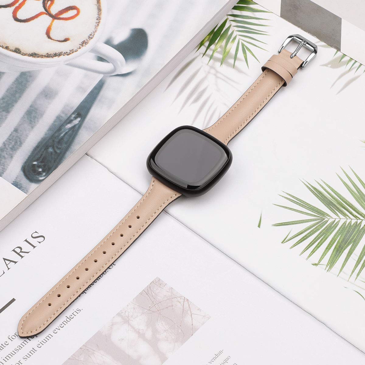 Moolia Stylish Moolia Leather Replacement Band for Fitbit Versa 4/3 & Sense 2 - Slim, Genuine Leather Strap for Women - View 5 of 6