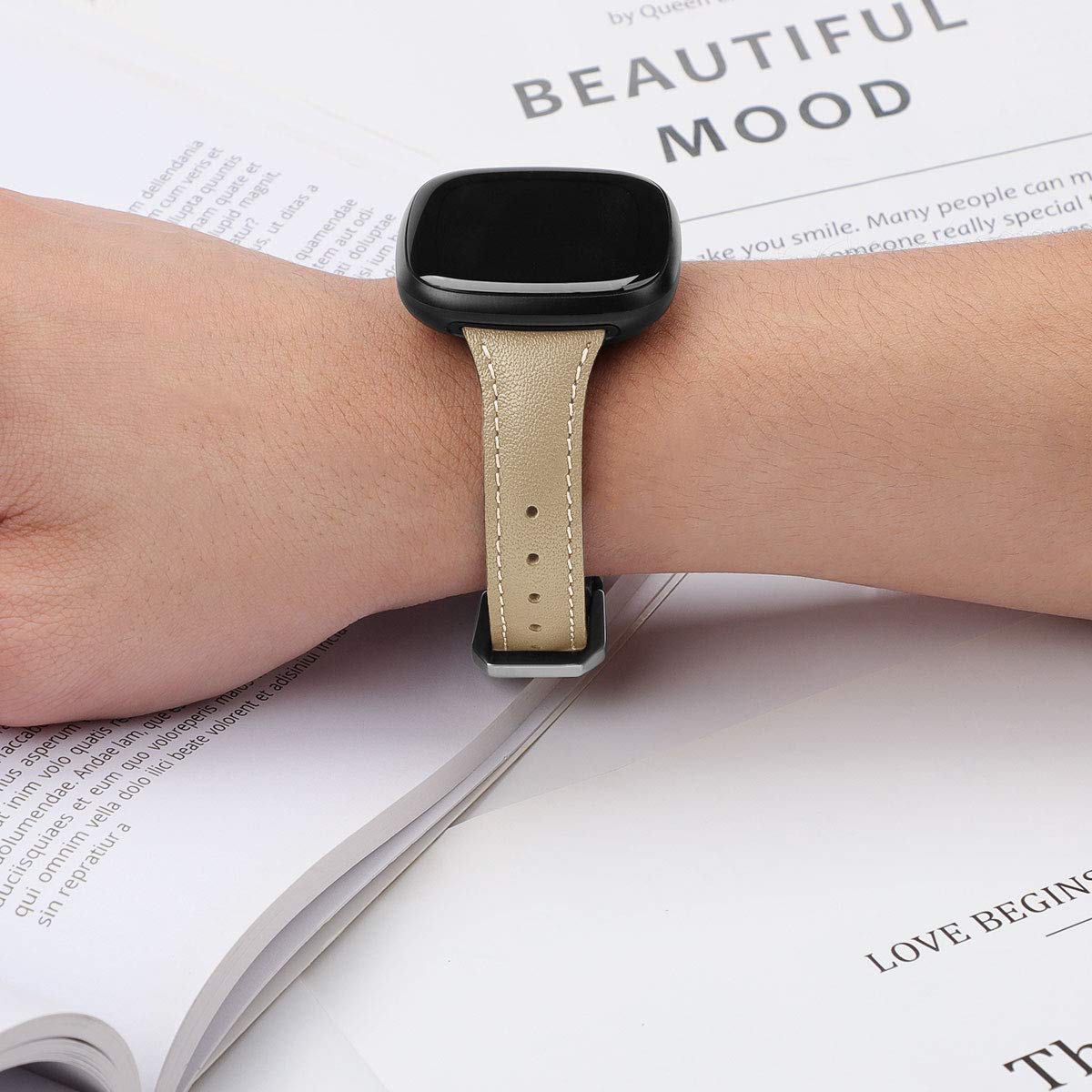 Moolia Stylish Moolia Leather Replacement Band for Fitbit Versa 4/3 & Sense 2 - Slim, Genuine Leather Strap for Women - View 6 of 6