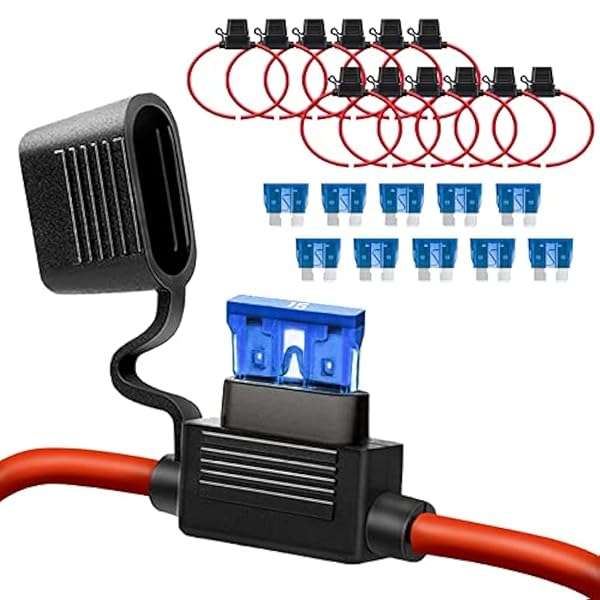 Qizpcer 10 Pack 14 AWG Inline Fuse Holder - 12V DC ATC/ATO for 15A Blade Fuses | Durable & Reliable
