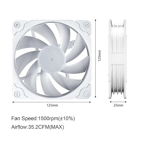 Vetroo Vetroo 3-Pack 120mm RGB PWM Computer Case Fans with Controller Hub - High Performance Cooling in White - View 4 of 10