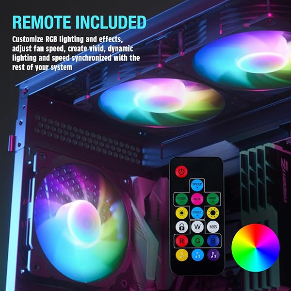 Vetroo Vetroo 3-Pack 120mm RGB PWM Computer Case Fans with Controller Hub - High Performance Cooling in White - View 8 of 10