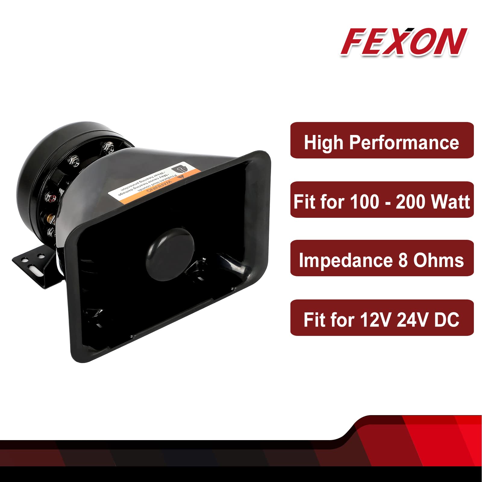 FEXON High Performance Siren Speaker for 100 to 200 Watt Systems Ideal for Emergency and Alert Applications - View 2 of 7