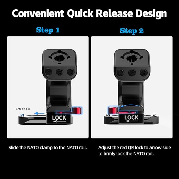 Nitze Buy Nitze NATO Handle: Mini Camera Top Handle with Quick Release Clamp & Cold Shoe Adapter for Rigs - PA28M-AK - View 7 of 9