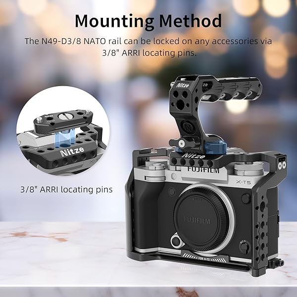 Nitze Nitze NATO Rail with 3/8Â” Screw with Removable ARRI Locating Pins - N49-D3/8 - View 8 of 9