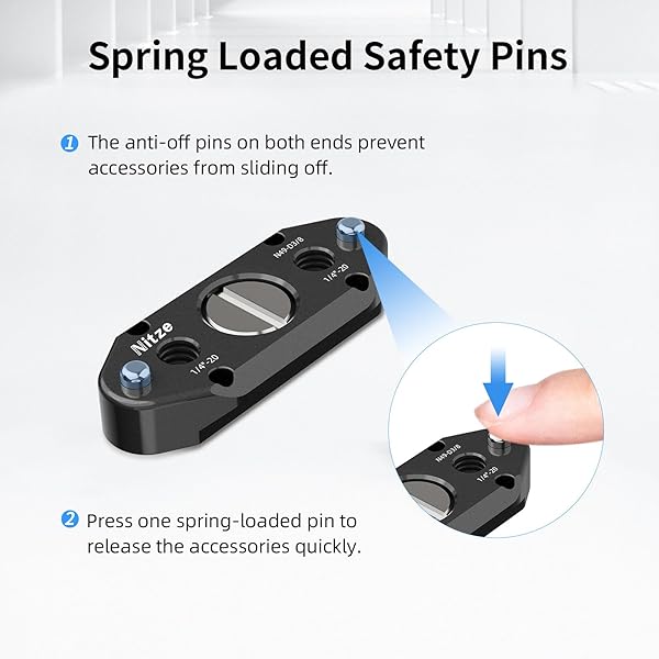 Nitze Nitze NATO Rail with 3/8Â” Screw with Removable ARRI Locating Pins - N49-D3/8 - View 9 of 9