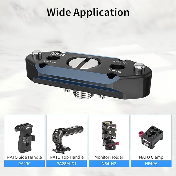 Nitze Nitze NATO Rail with 3/8Â” Screw with Removable ARRI Locating Pins - N49-D3/8 - View 3 of 9