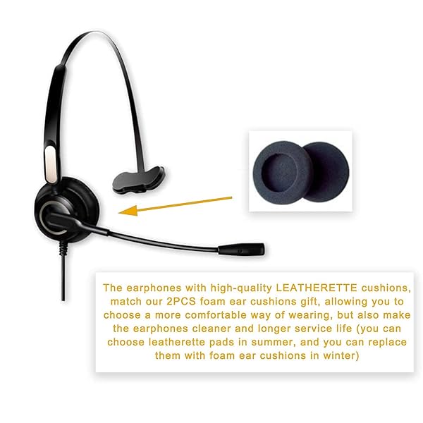 Earsinger Buy Earsinger M214C 2.5mm Headset with Mic & Volume Control - Compatible with Polycom, Cisco, Uniden, AT&T & More - View 5 of 8