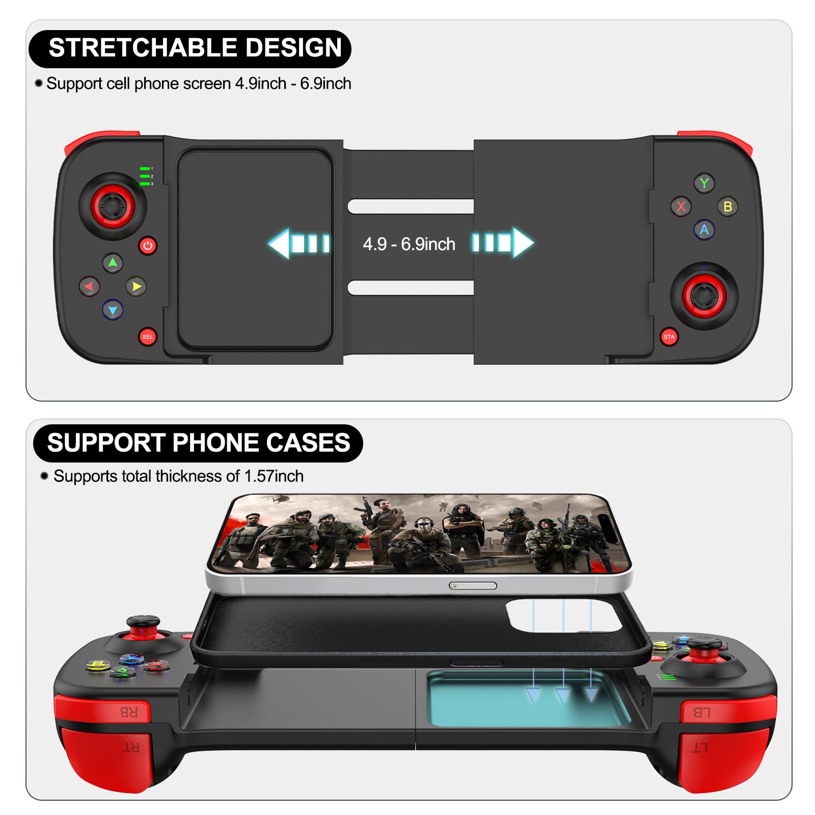 arVin arVin Wireless Gaming Controller for iPhone iPad Android Samsung PC Gamepad with Back Button Bluetooth 5.0 Low Latency for CODM Diablo Immortal - View 3 of 8