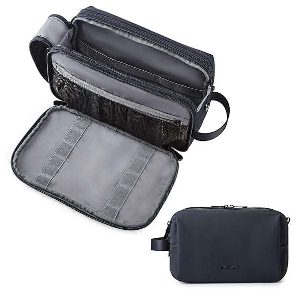 BAGSMART Buy BAGSMART Men's Toiletry Bag - Water-Resistant Travel Organizer Dopp Kit in Navy Blue | Essential Shaving & Toiletries Storage