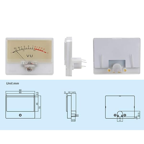 Walfront T90 VU Meter Header DB Test Meter Amplifier Level Meter with White Light for Recording Studio and Car Audio Transform - View 4 of 9