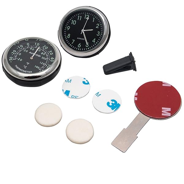 Car Monitor Clip Stick on Clock Thermometer Quartz Digital Luminous Automotive for Easy Time and Temperature Readings