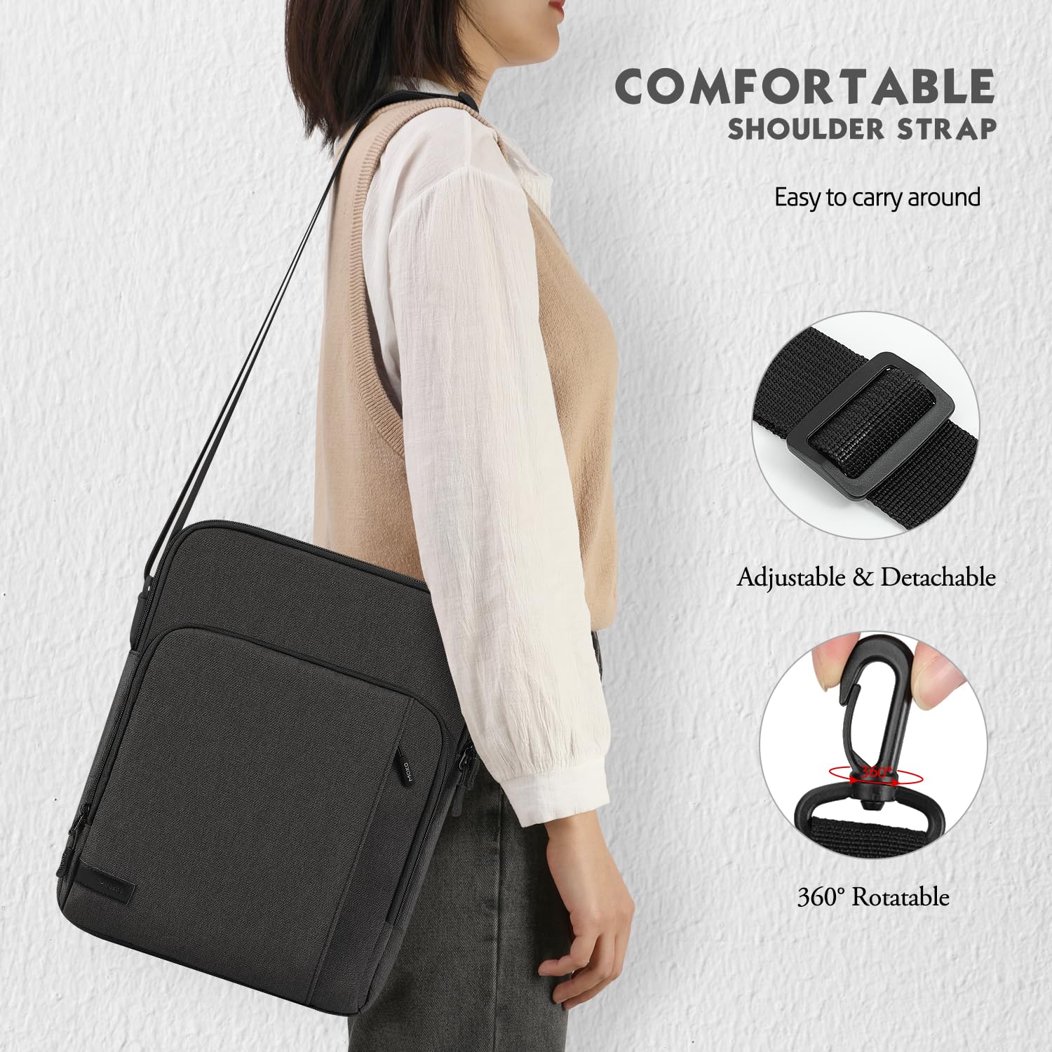 MoKo MoKo Laptop Sleeve Bag for 13.3-14 Inch Fits MacBook Pro M3 M2 Air 13.6 Surface Pro 9 8 Black Gray Notebook Carrying Case with Pocket - View 7 of 9