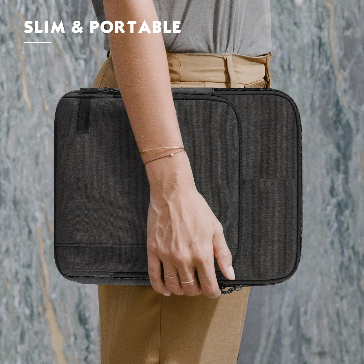 MoKo MoKo Laptop Sleeve Bag for 13.3-14 Inch Fits MacBook Pro M3 M2 Air 13.6 Surface Pro 9 8 Black Gray Notebook Carrying Case with Pocket - View 8 of 9