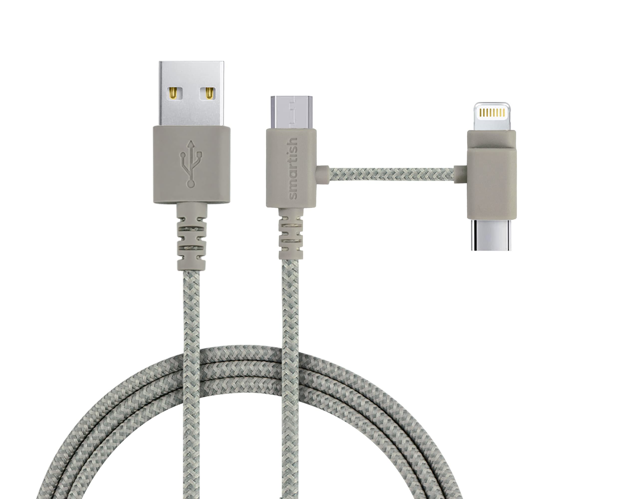 Smartish USB-C Lightning Cable 6 Foot Fast Charging Fabric Wrapped Apple MFi Certified for iPhone 16 15 14 13 12 SE iPad AirPods Android Tan