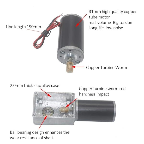 YWBL-WH DC 12V High Torsion Gear Motor Reversible 30RPM 8mm Shaft Electric Motor for Fast Performance - View 4 of 10