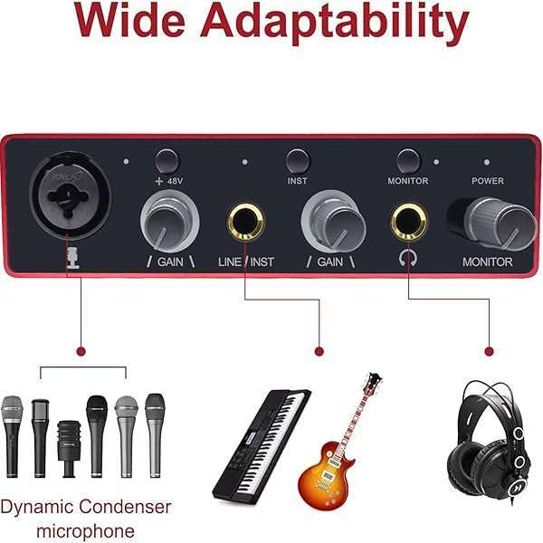 Y.D.F USB Audio Interface with Mic Preamplifier & 48V Phantom Power - Perfect for Recording on Tablets & Computers - View 2 of 9