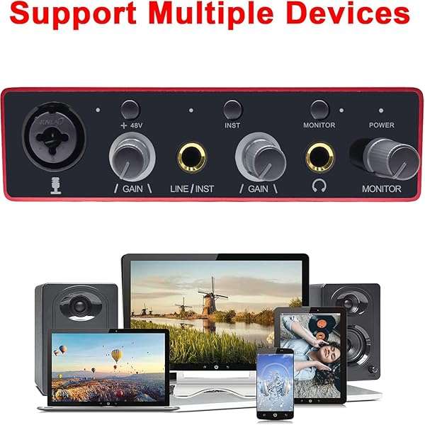 Y.D.F USB Audio Interface with Mic Preamplifier & 48V Phantom Power - Perfect for Recording on Tablets & Computers - View 3 of 9