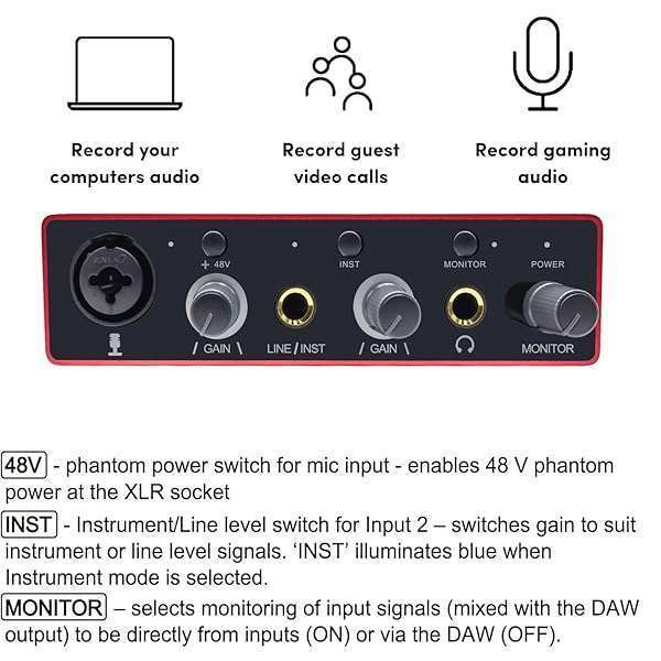 Y.D.F USB Audio Interface with Mic Preamplifier & 48V Phantom Power - Perfect for Recording on Tablets & Computers - View 4 of 9