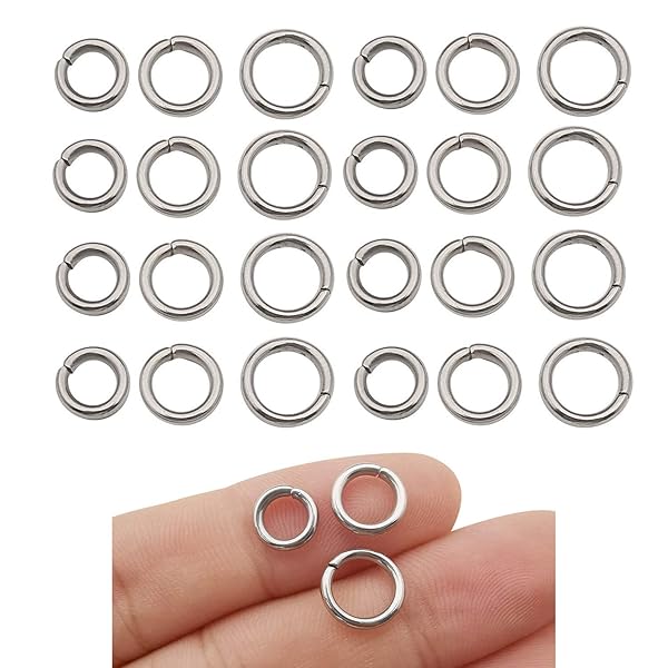 WOCRAFT 300pcs Stainless Steel Jump Rings - 8mm, 9mm, 10mm Connector Rings for Jewelry Making & DIY Crafts
