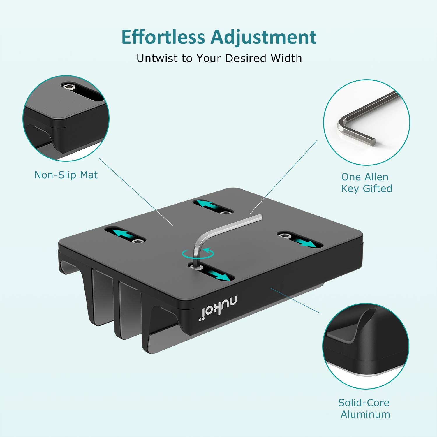 Nukoi Nukoi Vertical Laptop Stand Adjustable Aluminum Holder for Laptops Tablets and Phones Fits Up to 17.3 Inches Black - View 6 of 7