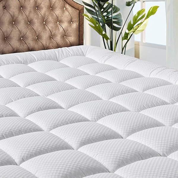 MATBEBY "MATBEBY King Mattress Pad - Quilted, Cooling, Breathable & Fluffy - Fits Up to 21" Deep - Soft Mattress Topper & Protector"