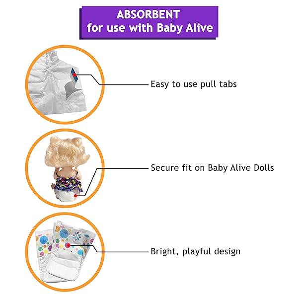 Pail Buddies Pail Buddies Baby Doll Diapers Refill Value Pack 32 Diapers for Baby Alive Dolls - View 6 of 7