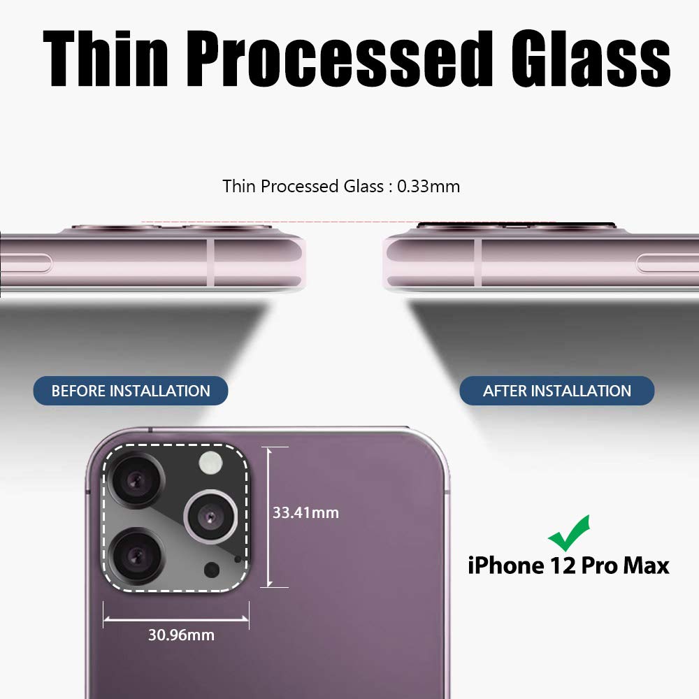 DOME GLASS DOME GLASS EZ Apple iPhone 12 Pro Max Camera Protector by Whitestone Scratch Resistant Clear View Two Pack Easy Installation - View 4 of 5