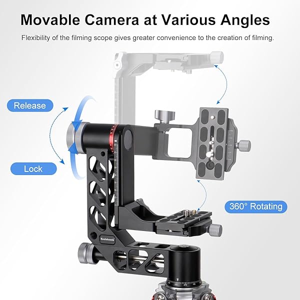 koolehaoda Koolehaoda Gimbal Tripod Head Professional 360° Panoramic Shooting Gimbal Head Heavy Duty CNC Aluminum Alloy with Arca Type Quick Release Plate for DSLR Cameras Up to 55lbs/25kg?GH-3? - View 5 of 9