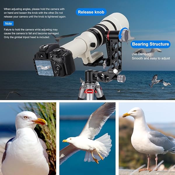 koolehaoda Koolehaoda Gimbal Tripod Head Professional 360° Panoramic Shooting Gimbal Head Heavy Duty CNC Aluminum Alloy with Arca Type Quick Release Plate for DSLR Cameras Up to 55lbs/25kg?GH-3? - View 8 of 9