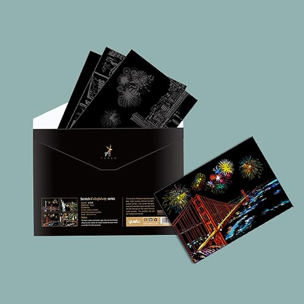 AP ARTSPER AP ARTSPER Rainbow Scratch Art Painting Paper A4 Set for Kids and Adults with Scratch Cards Drawing Pen and Clean Brush - View 6 of 7