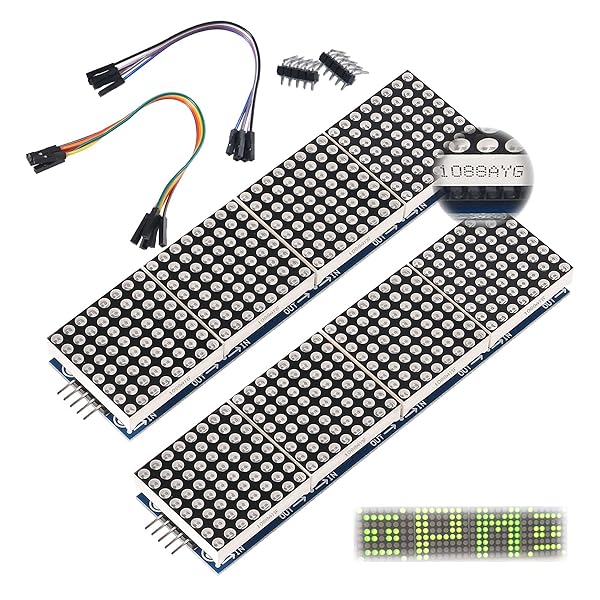 ALAMSCN ALAMSCN MAX7219 Dot Matrix Module 32x8 - 4 in 1 LED Display for Arduino & Raspberry Pi (Pack of 2) - Green
