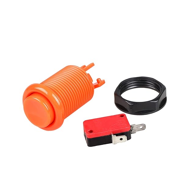 EG STARTS EG STARTS 6X American Style Arcade Buttons 30mm Push Button Switchable Happ Type for Jamma Mame Kit Parts Orange - View 5 of 6