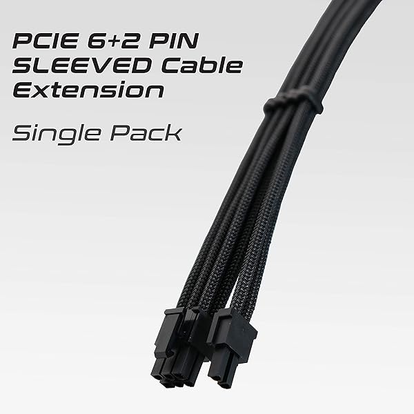 EZDIY-FAB EZDIY-FAB Sleeved Cable PCIE 6+2 Pin Extension for Power Supply Black High Quality Durable Design - View 3 of 5